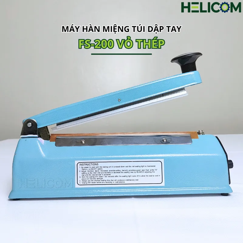 Máy Hàn Miệng Túi Dập Tay FS-200 Vỏ Thép Helicom