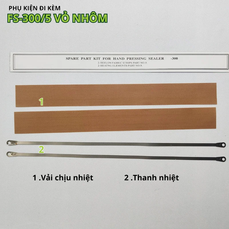 Phụ kiện kiện đi kèm máy hàn miệng túi dập tay FS-300-5 vỏ nhôm Helicom