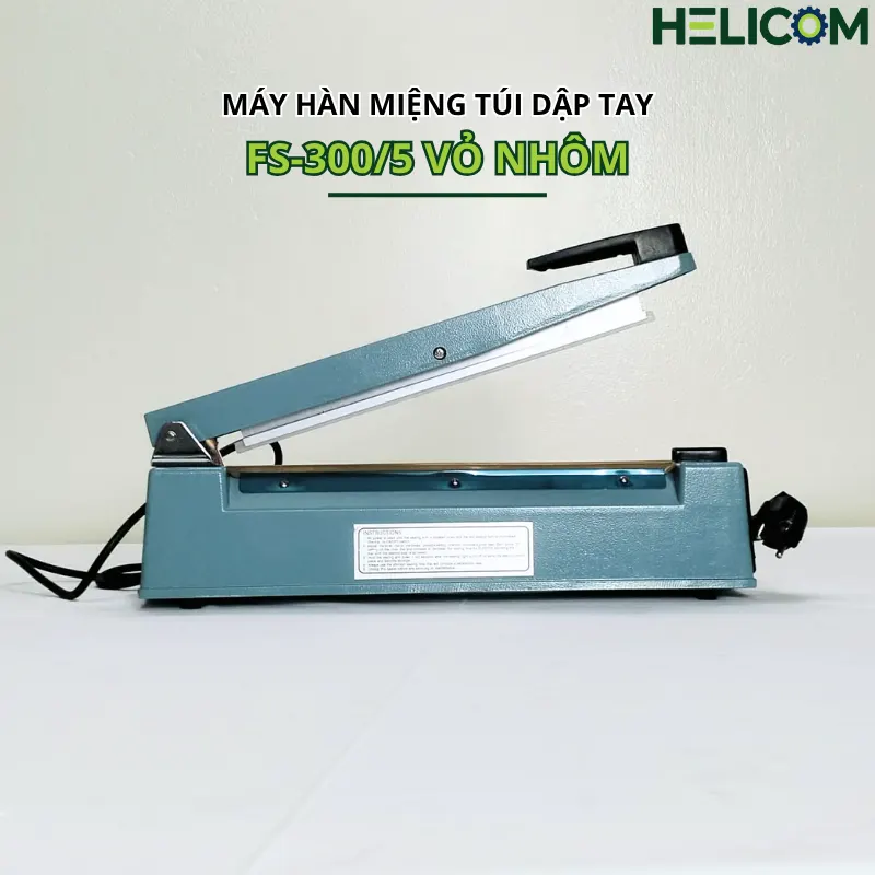 Máy hàn miệng túi dập tay FS-300-5 vỏ nhôm Helicom