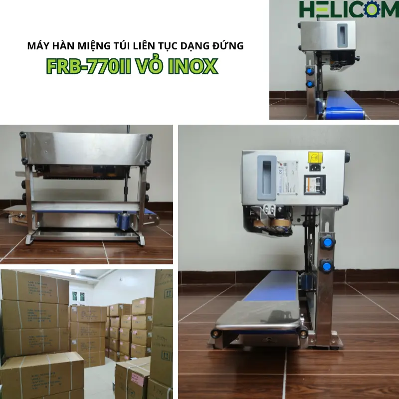 Giới Thiệu Máy Hàn Miệng Túi Liên Tục Dạng Đứng FRB 770II Vỏ Inox Helicom