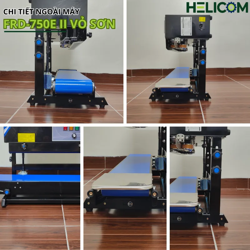 Chi tiết ngoài máy hàn miệng túi liên tục dạng đứng FRD-750E II vỏ sơn Helicom 