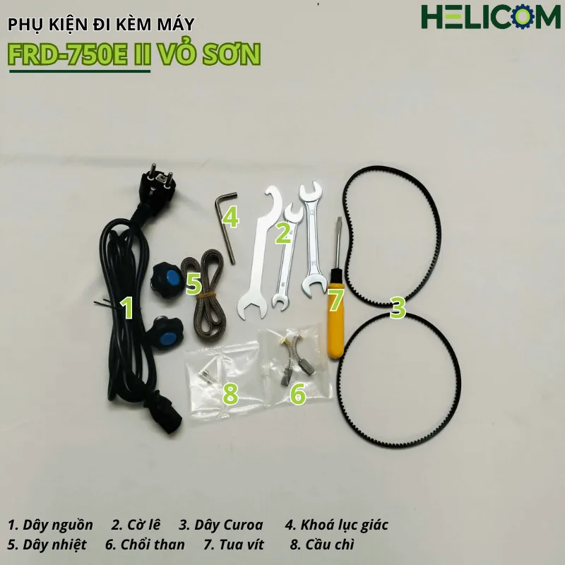 Phụ kiện đi kèm máy hàn miệng túi liên tục dạng đứng FRD-750E II vỏ sơn Helicom