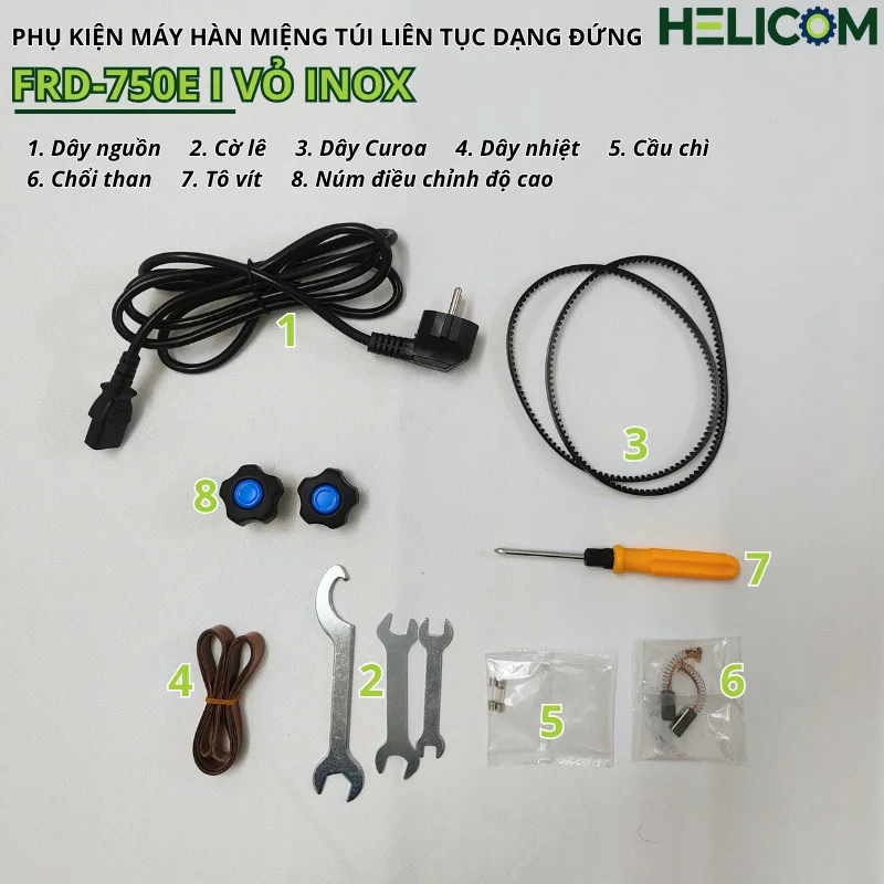 Phụ Kiện Máy Hàn Miệng Túi Liên Tục Dạng Đứng FRD-750E II Vỏ Inox Helicom