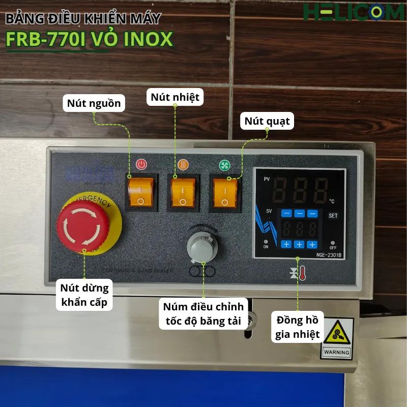 Bảng Điều Khiển Máy Hàn Miệng Túi Liên Tục FRB 770I Vỏ Inox