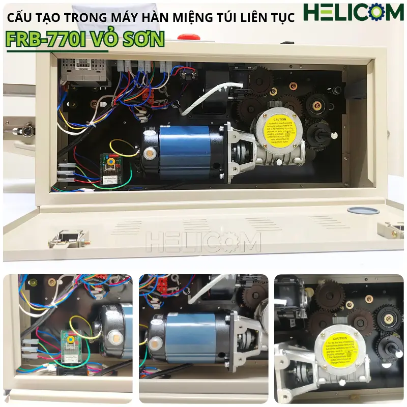 Cấu Tạo Trong Máy Hàn Miệng Túi Liên Tục FRB 770I Vỏ Sơn Helicom