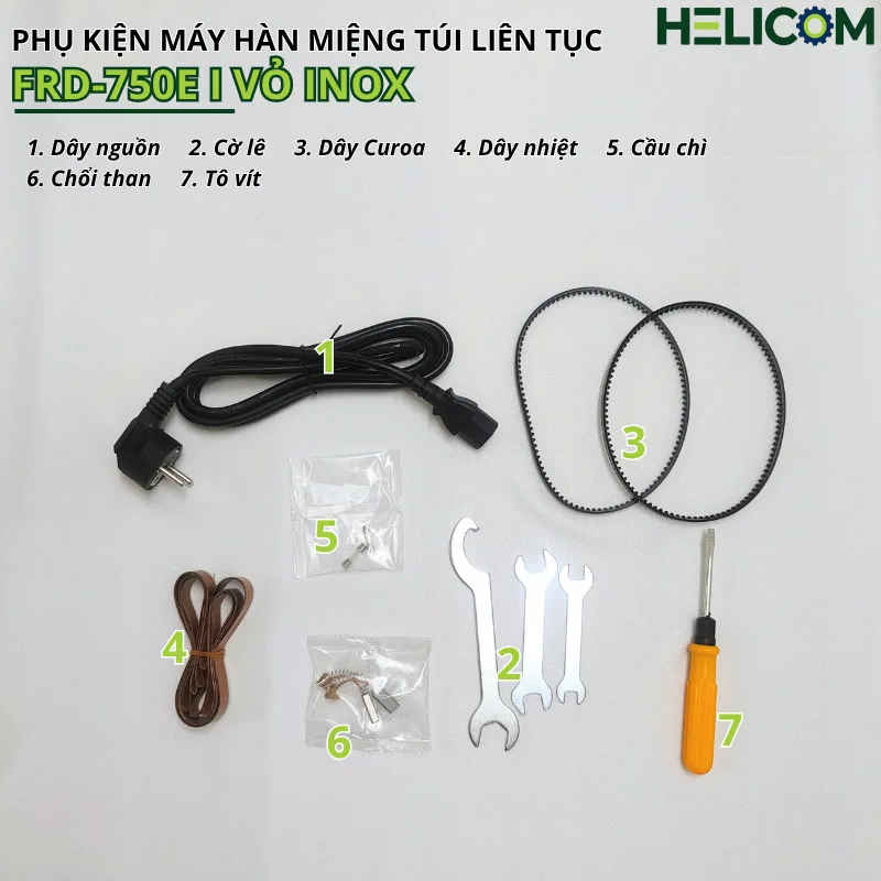 Phụ Kiện Máy Hàn Miệng Túi Liên Tục FRD-750E I Vỏ Inox Helicom